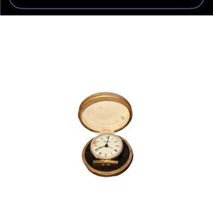 Antique Seth Thomas Gold and White Travel Desk Clock